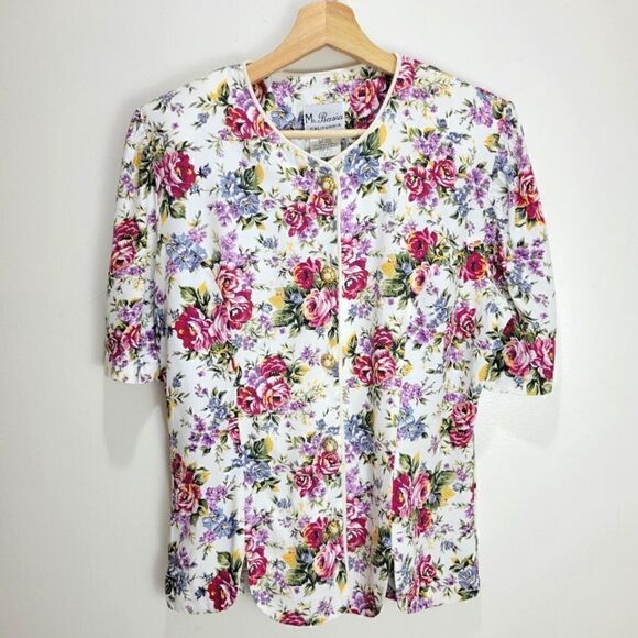 VintageāMs.āBasiaĀ CaliforniaāFloralāBlouse - Picture 1 of 11